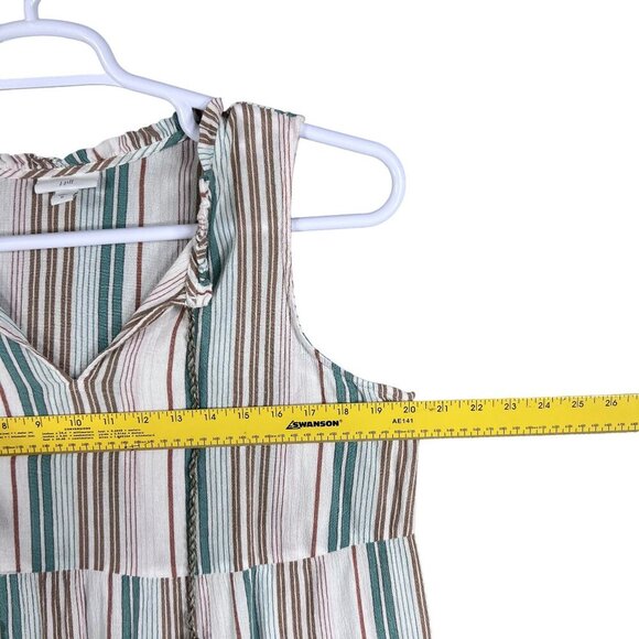 J Jill Womens M Tiered Tunic Top Tassels Sleeveless Striped Ruffled Boho Blouse - Picture 8 of 13